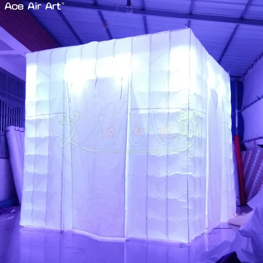  Brigter 5 w spotlights inflatable led cubephoto booth backdropcubic tent with 2 foldable door cover