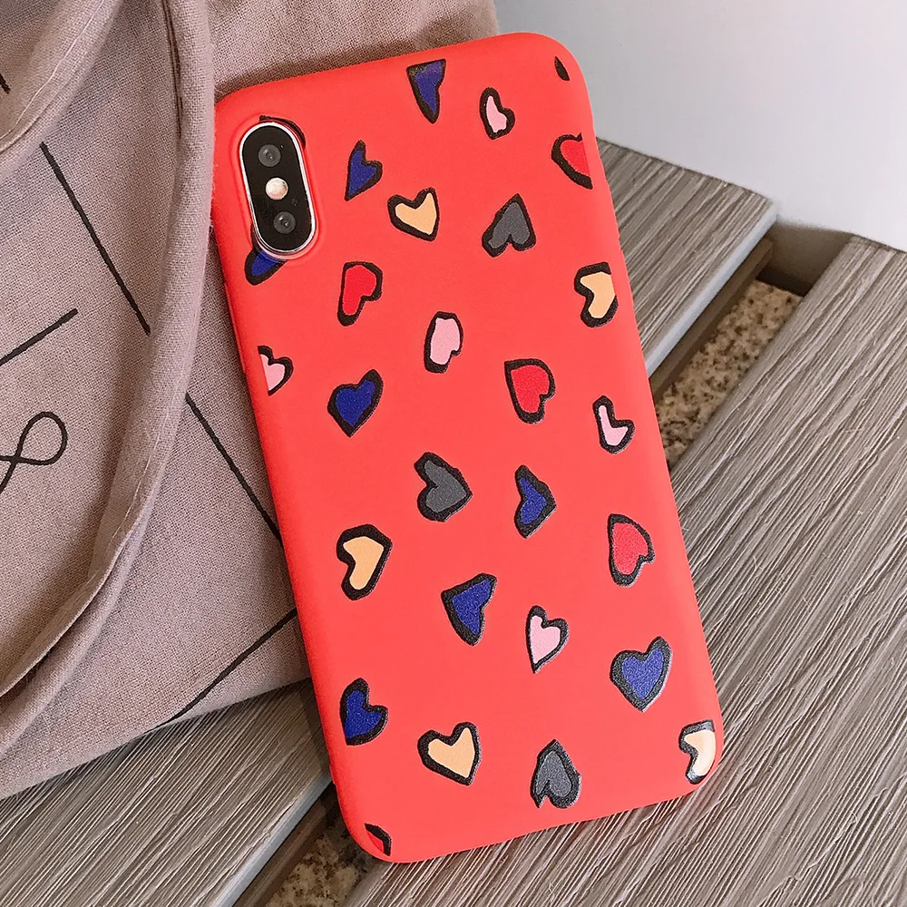 KIPX1116R_1_JONSNOW Phone Case for iPhone X XS XR XS Max 6 6S 7 8 Plus Painted Heart Leopard Style Frosted Soft Silicone Cover Cases Capa Fundas