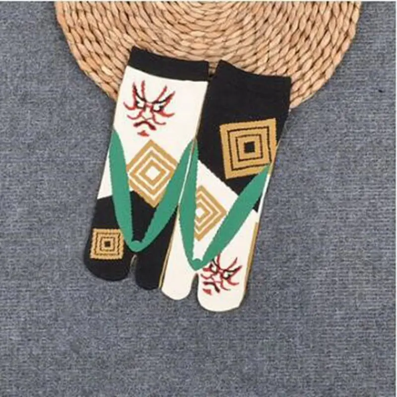 Унисекс двумя пальцами носки, японский стиль, хлопок, носки с пальцами, самурайский меч, Разделение носки с пальцами; сумка на ногу короткие сандалии «гэта» шлепанцы носки AAA0599 - Цвет: Design 13