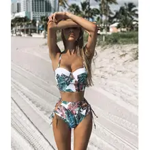 Sexy taille haute maillots De Bain 2021 nouveau imprimé Bikinis femmes Maillot De Bain rembourré pansement Maillot De Bain brésilien Biquini Maillot De Bain