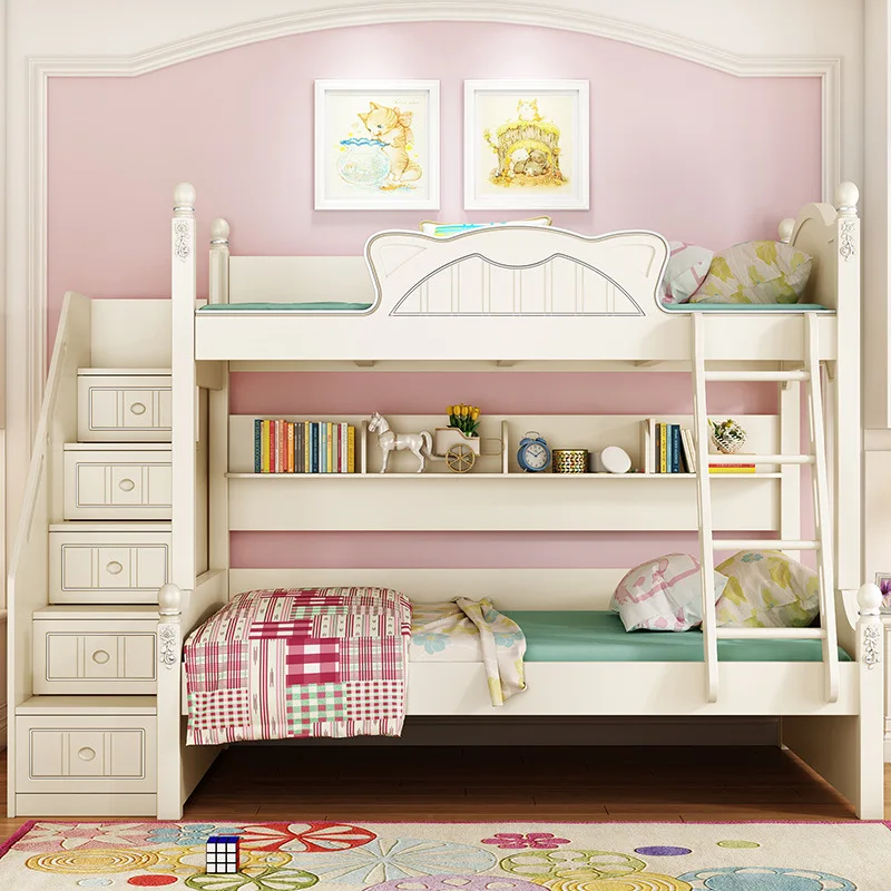 Твердая деревянная кровать мебель низкая кровать детская комбинированная двухъярусная кровать плюс дополнительная кровать