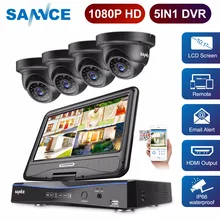 SANNCE Full HD 1080P CCTV камера системы 4CH видео наблюдения DVR с 10,1 'lcd и 4 шт открытый набор камер наблюдения