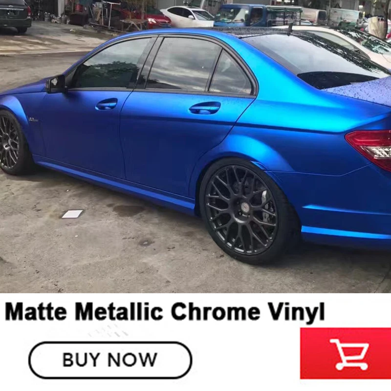 

Import glue Luxury Blue Satin Chrome Vinyl Wrap Car Wrap Film For Vehicle styling With Air Rlease 1.52*20m/roll factory price