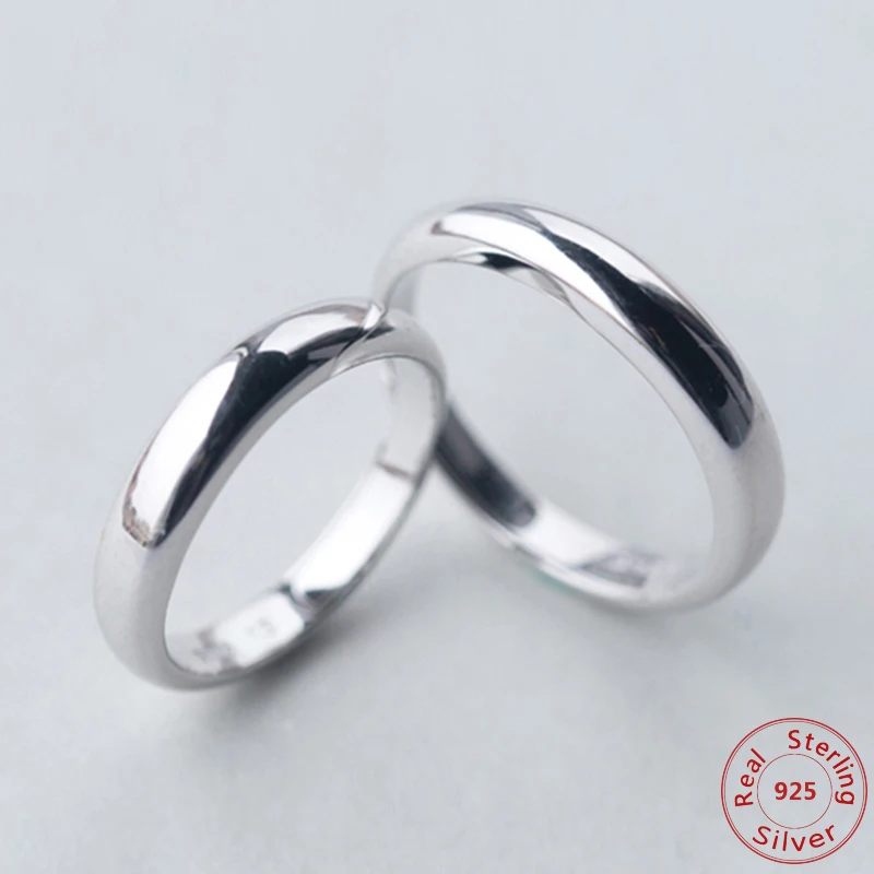 

Real Pure 925 Sterling Silver Rings For Women And Men Simple Ring Smooth High Polishing Wedding Band Ring For Lovers Couples