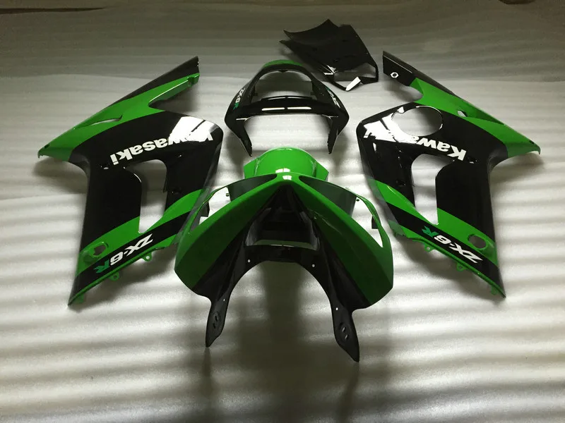 

Injection mold Fairing kit for KAWASAKI Ninja ZX6R 03 04 ZX6R 636 2003 2004 zx 6r Green gloss black Fairings set +7 gifts UY22