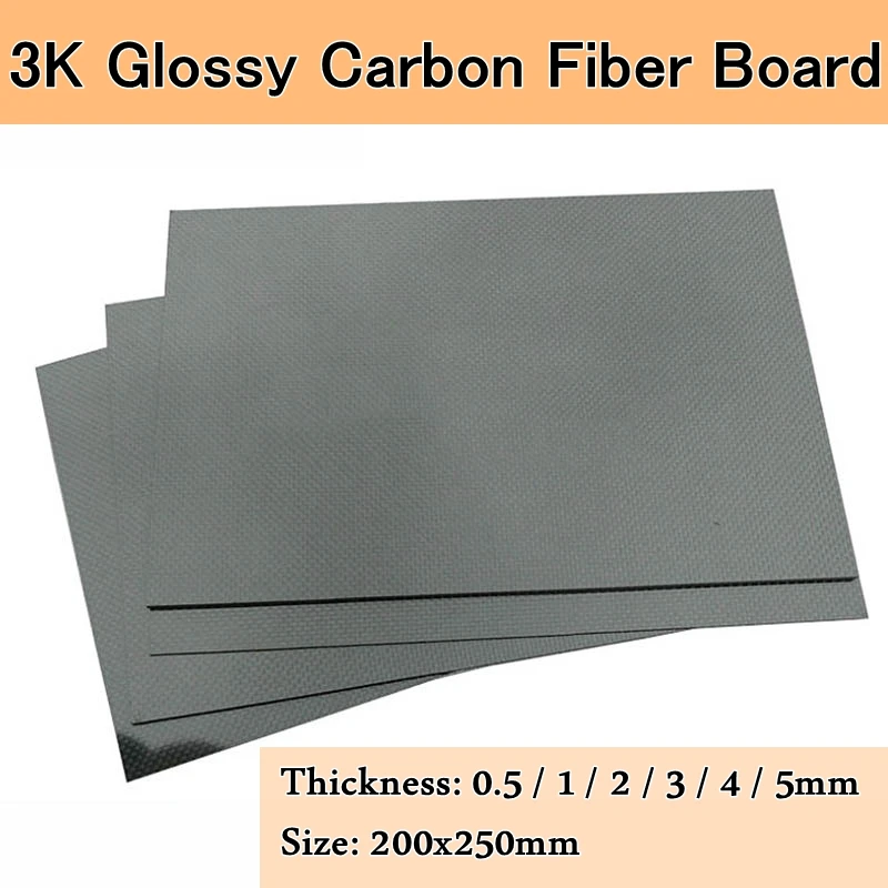 

0.5-2MM 3K Matte Surface Twill Carbon Plate Panel Sheets High Composite Hardness Material Anti-UV Carbon Fiber Board 200x250mm