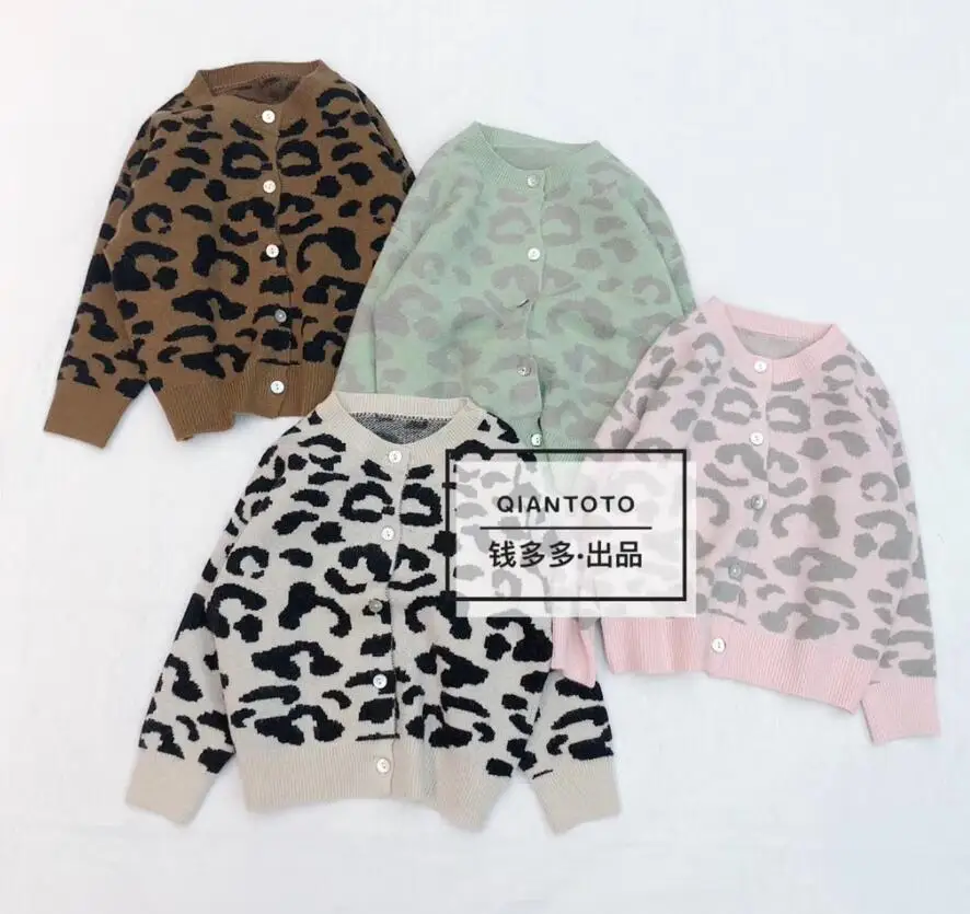

Wholesale 5pcs/lot Baby girl sweater kids clothing long sleeve leopard cardigan girl sweater 3-8T sylvia 585611008737