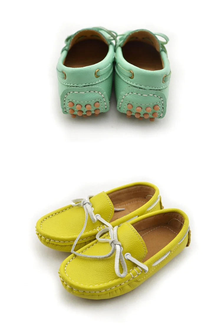Новый стиль из натуральной кожи Брендовая обувь детские мокасины для мальчиков и девочек Туфли без каблуков повседневные Лоферы для Дети