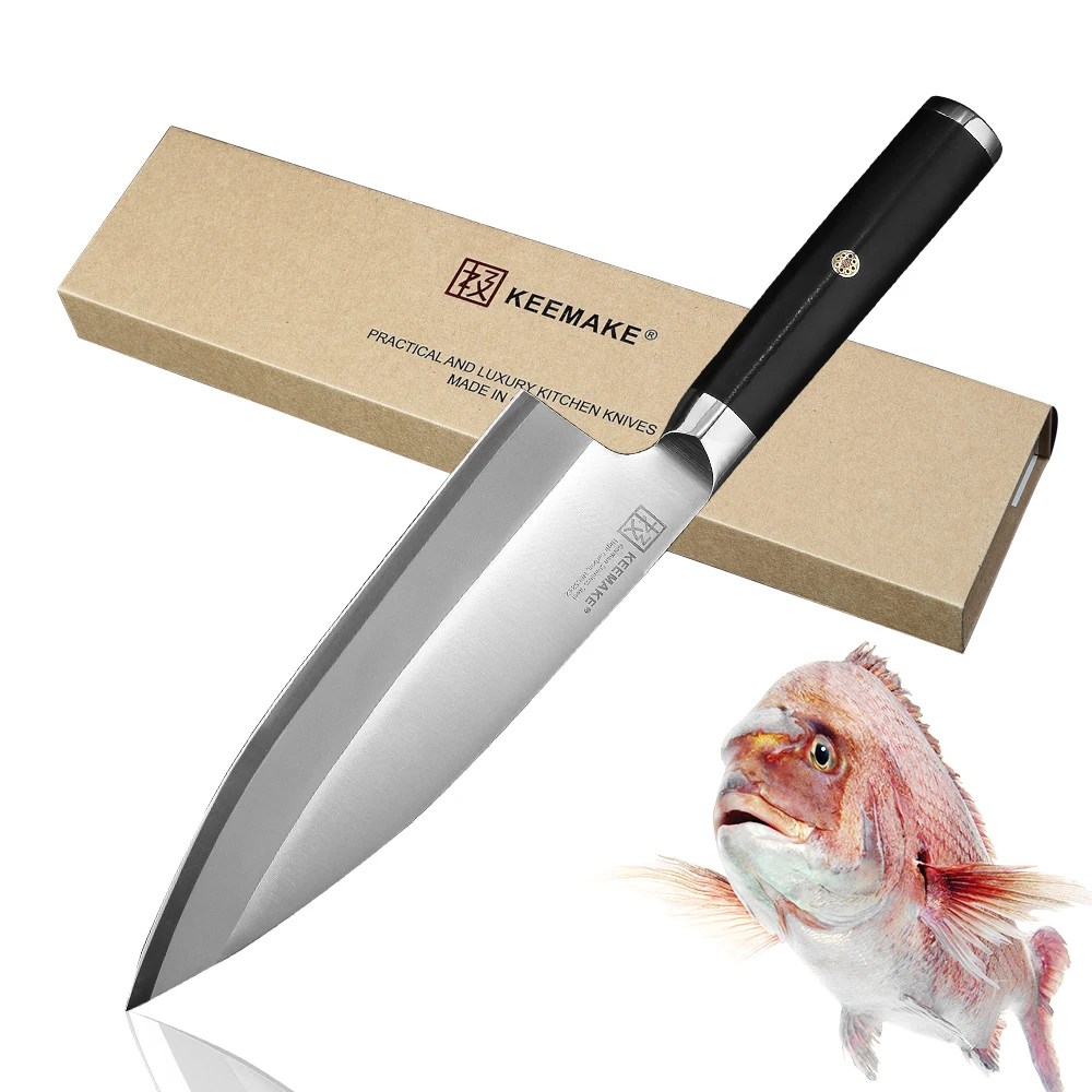SUNNECKO Premium 8.25'' Deba Knife German 1.4116 Steel Blade Sashimi