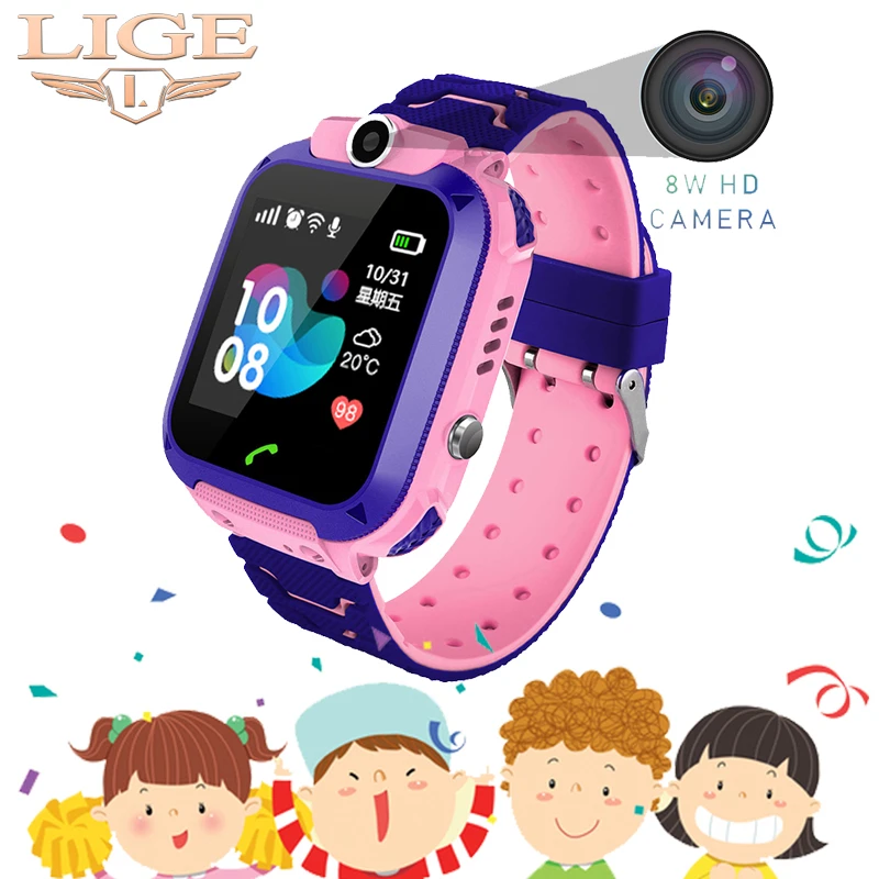 

LIGE 2020 kids Smart Watch LBS Positioning Tracker IP67 Waterproof Children Watch SOS Emergency Call Support SIM Card Baby Watch