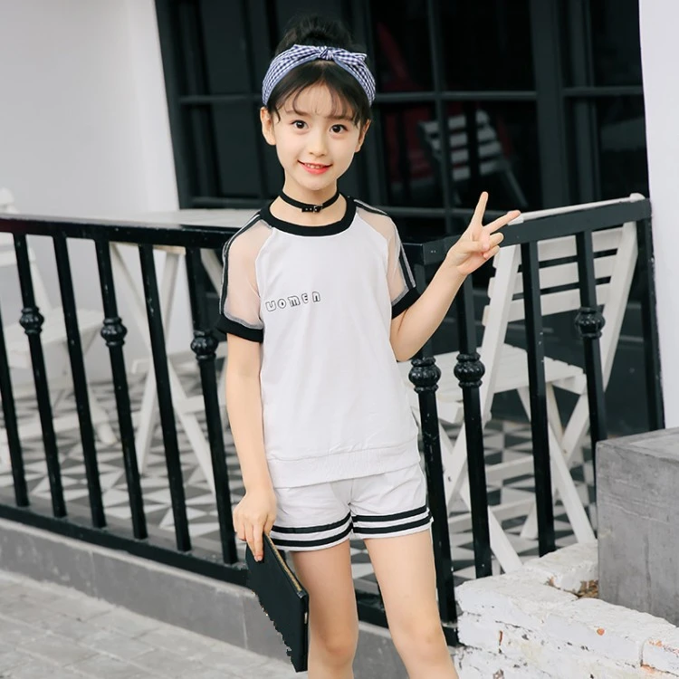 Summer Kids Clothes Sports Suit For Teenage Girls Clothing Sets Fashion Tshirt Shorts Child Tracksuit Active Girls Outfits 2 Pcs (2)