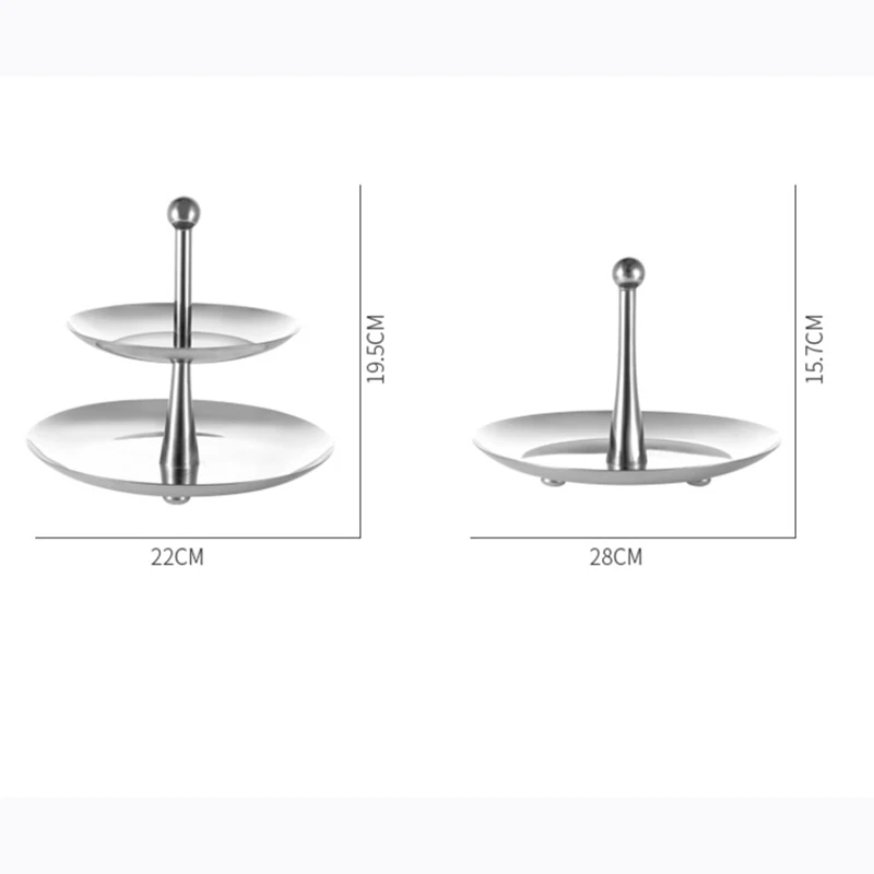 ANHO Европейская двухслойная Фруктовая тарелка для гостиной, креативная подставка для торта, конфета, десерта, послеобеденного чая, держатель для закусок из нержавеющей стали