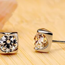 Kiss the Sky Романтический 0.4Ct/шт. искусственные бриллианты SONA серьги гвоздики для женщин 925 серебро белый золотой цвет Роскошные ювелирные изделия