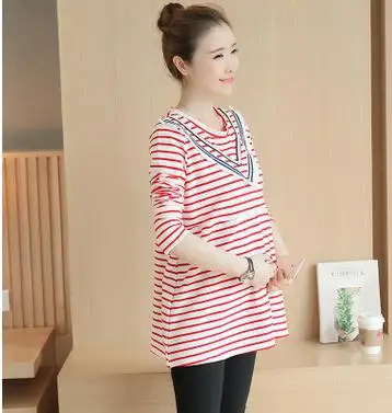 2019 Simple Striped long sleeve Maternity Dresses Spring Autumn Pregnancy Vestidos Clothing for Pregnant Women QL8032-3066