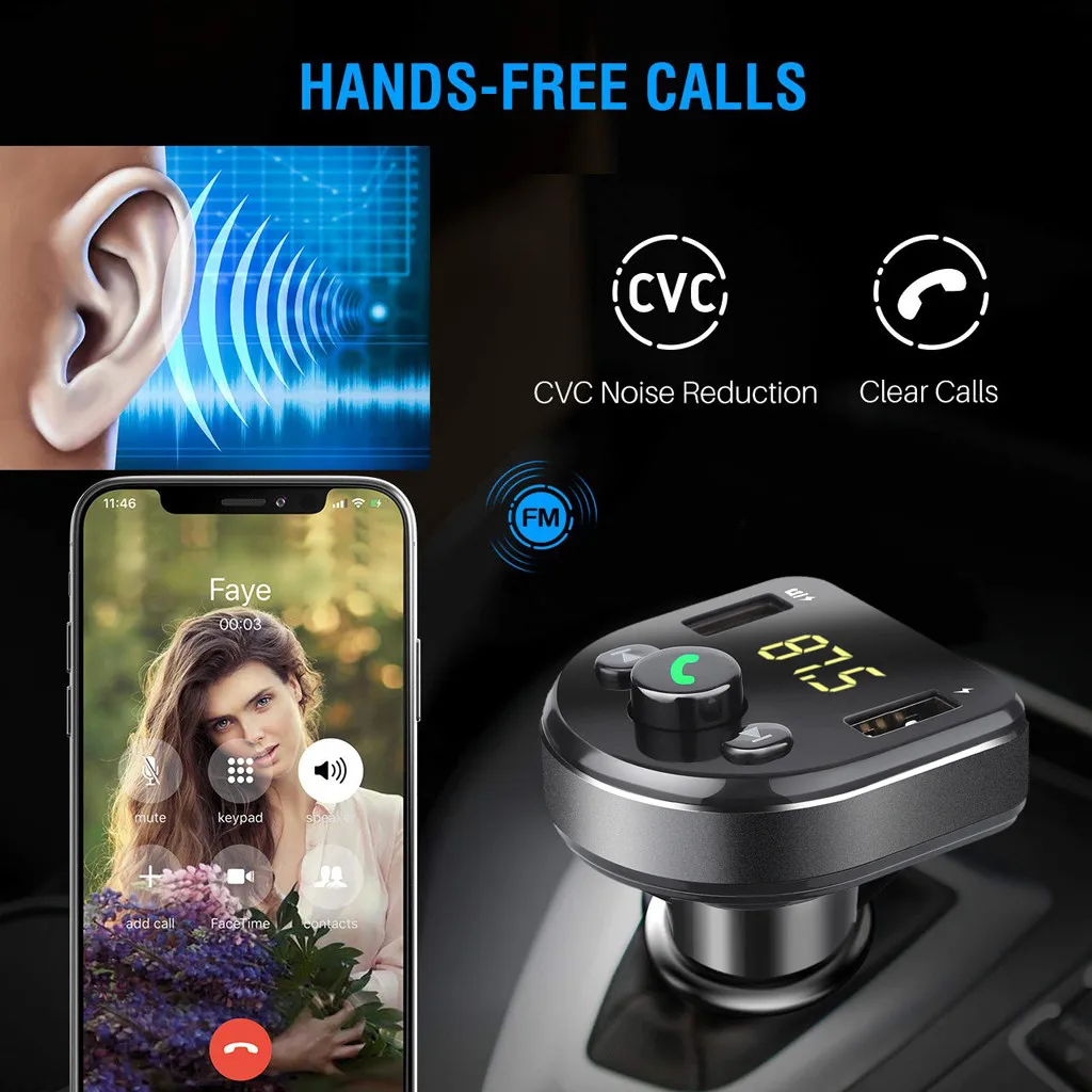Автомобильное зарядное устройство DC12 24V 5 В/2 1 а беспроводной Bluetooth Handsfree