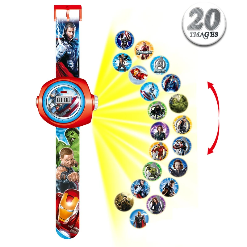Princess Spiderman Kids Watches 20 Projection Cartoon Pattern Digital Child watch For Boys Girls LED Display Clock Relogio