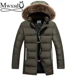 Mwxsd брендовая мужская зимняя теплая парка с капюшоном куртка и пальто мужские толстые хлопковые парки hombre теплое пальто куртка