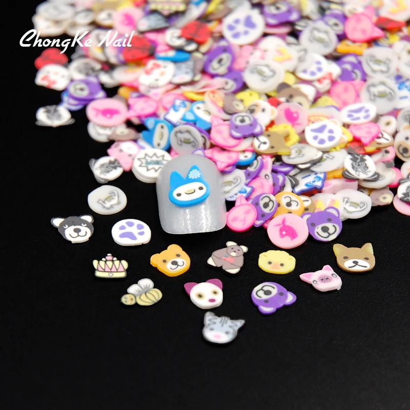 

DIY 2000Pcs Nail Art Decorations Animal Slices 3D Polymer Clay Tiny Fimo Nail Art Rhinestones Acrylic Decoration Manicure