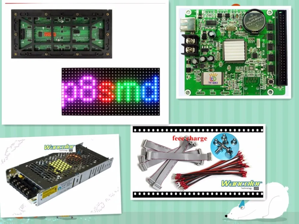 

free shipping DIY LED display kits 20 pcs P8 outdoor Full Color Led Module (256*128mm)+RGB led controller+ power supply