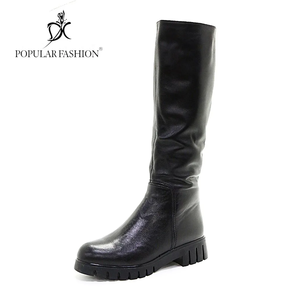 POPULAR FASHION Brand Winter Boots Women Med Heel Luxury Cow Leather Long Boots Knee-High Wool Fur Warm Woman Shoes botas mujer POPULAR FASHION Brand Winter Boots Women Med Heel Luxury Cow Leather Long Boots Knee-High Wool Fur Warm Woman Shoes botas mujer