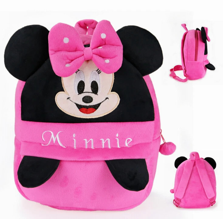30*24cm Pink Minnie Plush Backpacks Cartoon Toy Backpack Unisex Character School Bag For Kids