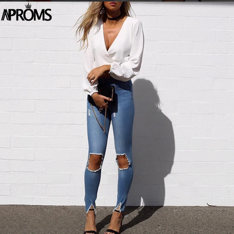 Aproms Deep V Neck Chiffon Blouse Women Sexy Backless Bow Tie Loose Tops Female Shirt Elegant Streetwear Summer Crop Top Blusas