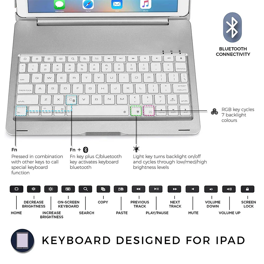 Bluetooth для IPad Air 9 7 Беспроводная клавиатура чехол Apple 2018 6th новый iPad цветной