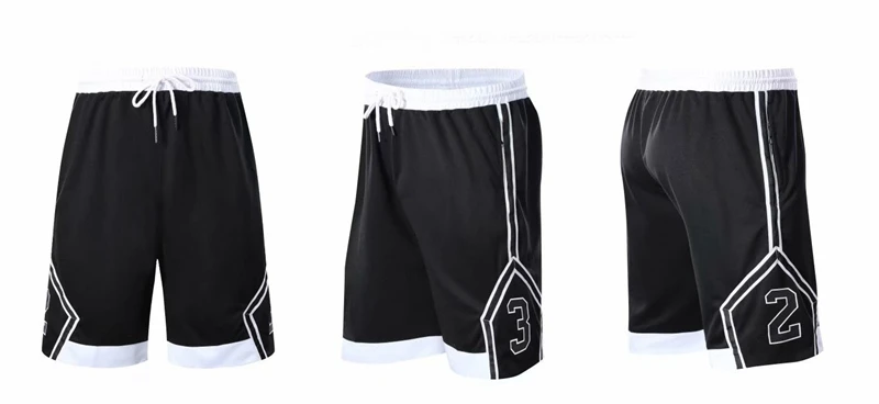 Спортивные мужские шорты для занятия баскетболом командные баскетбольные шорты с карманом на молнии тренировочные баскетбольные быстросохнущие шорты для бега+ длинные комплекты - Цвет: 8906 black