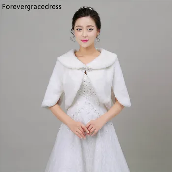 

Forevergracedress Hot Sale New Faux Fur Stoles Wedding Wrap Winter Bolero Jacket Bridal Accessories Cape Cloak In Stock