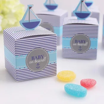 

Baby shower favor box--"Baby on Board!" Pop-Up Sailboat Favor Boxes and wedding candy box 100pcs/lot