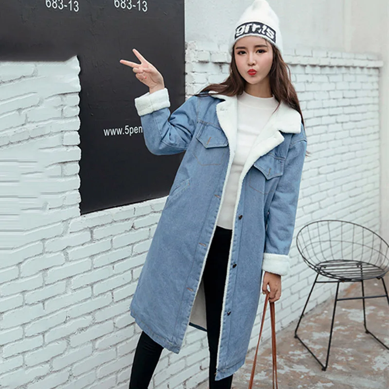 Manteau Filles Profond Outwear Base Ciel Femelle Veste Lumière Denim Femmes Doublure 2018 Automne Chaud Printemps Bleu Lâche Laine bleu pu Manteaux De Jeans qBxnS6g