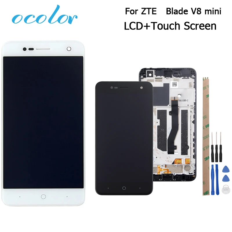 

ocolor For ZTE Blade V8 mini LCD Display + Touch Screen With Frame Assembly Replacement + Tools+Adhesive For ZTE Blade V8 mini