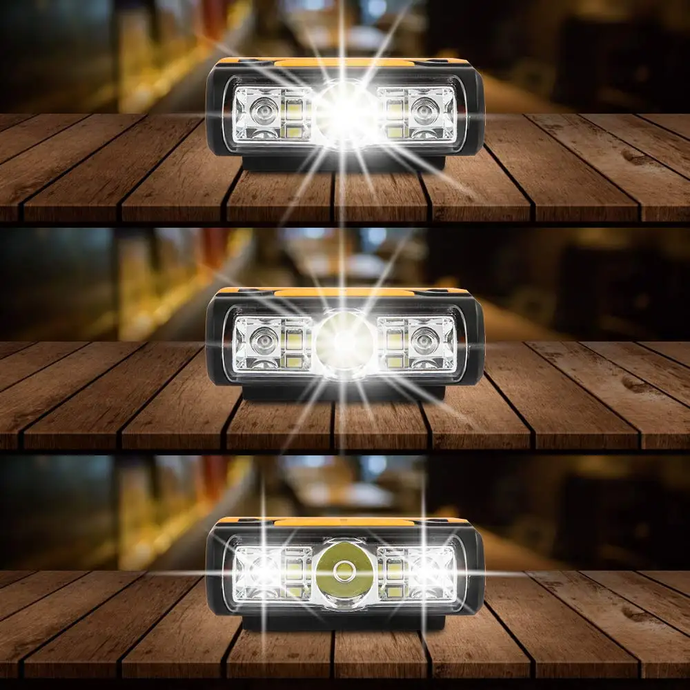 Перезаряжаемые движения тела Сенсор светодиодный налобный фонарь на клипсе; крепящиеся к шляпе светильник Регулируемый цоколь лампы Водонепроницаемый материал встроенный литий-ионный аккумулятор