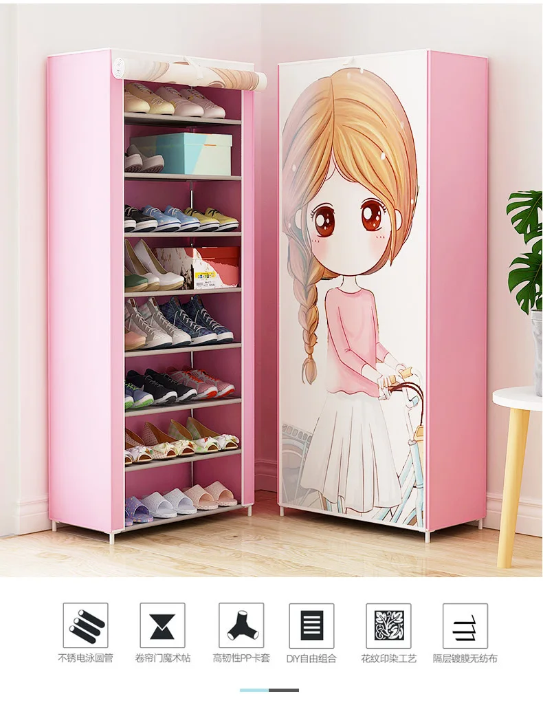 

Multi-layer Shoe Rack Assembly Dust-proof Shoe Cabinet Simple DIY Cloth Fabric Storage Shoes Rack Folding Shoe Shelf