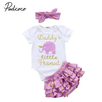 

3pcs/set Summer Girls Rompers Shorts Pant Set Newborn Infant Baby Girls Clothes Romper Jumpsuit Bodysuit+Pants Set 0-24M