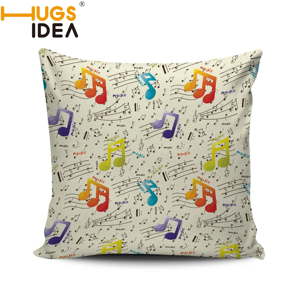 

HUGSIDEA Colorful Music Notes Pillow Case Cushion Covers Fashion Bedroom Square Pillowcase Throw Pillow Covers for Sofa Custom