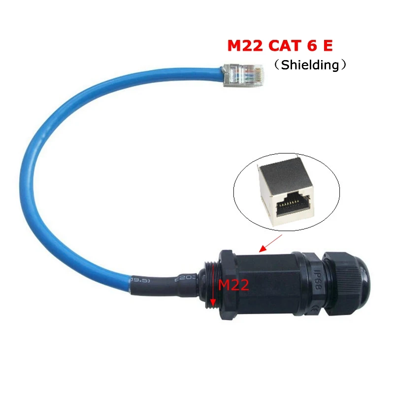Водонепроницаемый штекер RJ45 CAT 6 6E Ethernet LAN RJ 45 гнездо AP outdoor M22 Экранирование IP 68