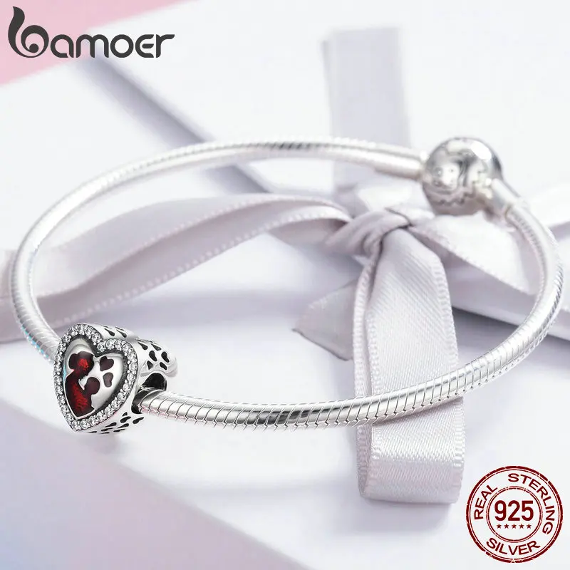 Günstig BAMOER 100% 925 Sterling Silber Große Mutter der Liebe Herz Gravieren Charme Perlen fit Armband   Halskette Schmuck Mutter Geschenk SCC634