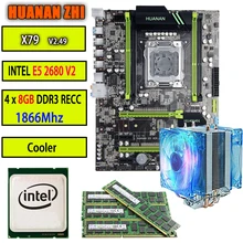 Huanan Zhi V2.49 X79 материнская плата LGA2011 блок питания ATX Процессор E5 2680 v2 SR1A6 4x8 г 32 Гб 1866 МГц с охладитель PCI-E NVME M.2 SSD