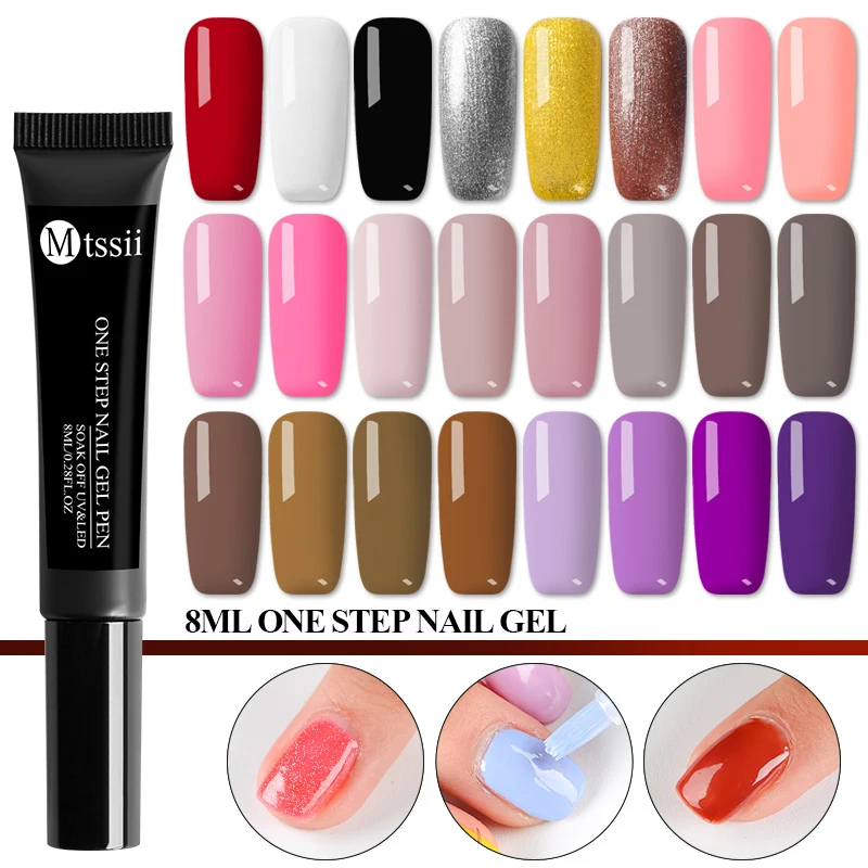 

Mtssii 8ml One Step Gel Nail Polish Fashion Shinny UV Gel Varnish Manicure Soak Off 3 in 1 Long Lasting Nail Gel Nail Art