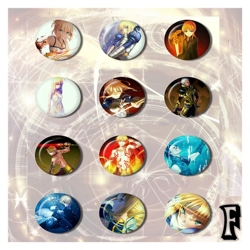 

1pcs Anime Badge Fate Stay Night Saber Lily Lancer Gilgamesh Torankusu Brooch Distintivo Bagdge Divisa Round Pin Badge