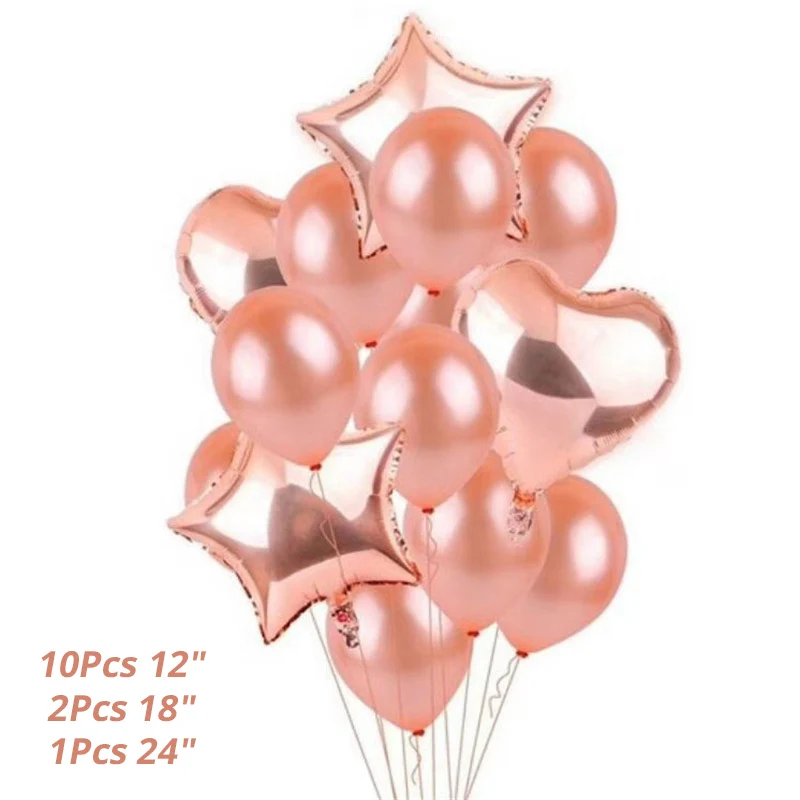 Cyuan 12 дюймов розовое золото конфетти шары из латекса воздушный шар балон для свадьбы День рождения поставки девичника Детские вечерние душ - Цвет: 14pcs balloon