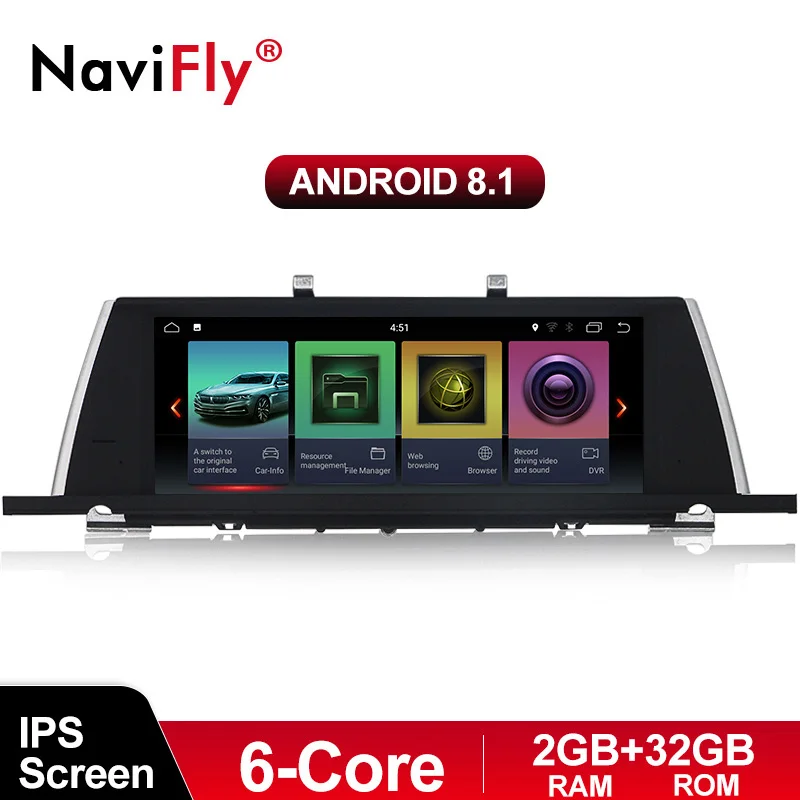 

NaviFly Android 8.1 10.25'' IPS big screen CAR DVD for BMW 5 Series F07 GT with 2GB RAM+32GB ROM Original car control