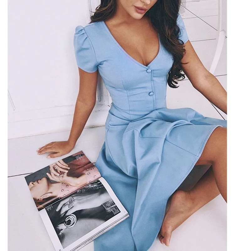 Платье принцессы для женщин вечеринки летнее однотонное модное коктейльное