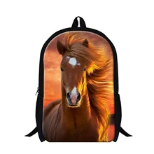 Cool school backpack horse 3D printing for kids children plush brown horse bookbags for boys personalized