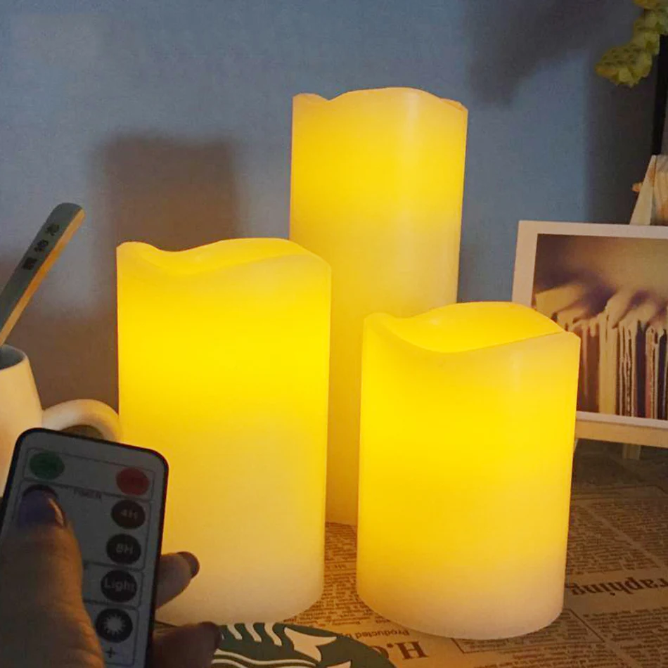 

Timer wireless remote control led electronic candle light made by real wax and led for home room decoration/night light