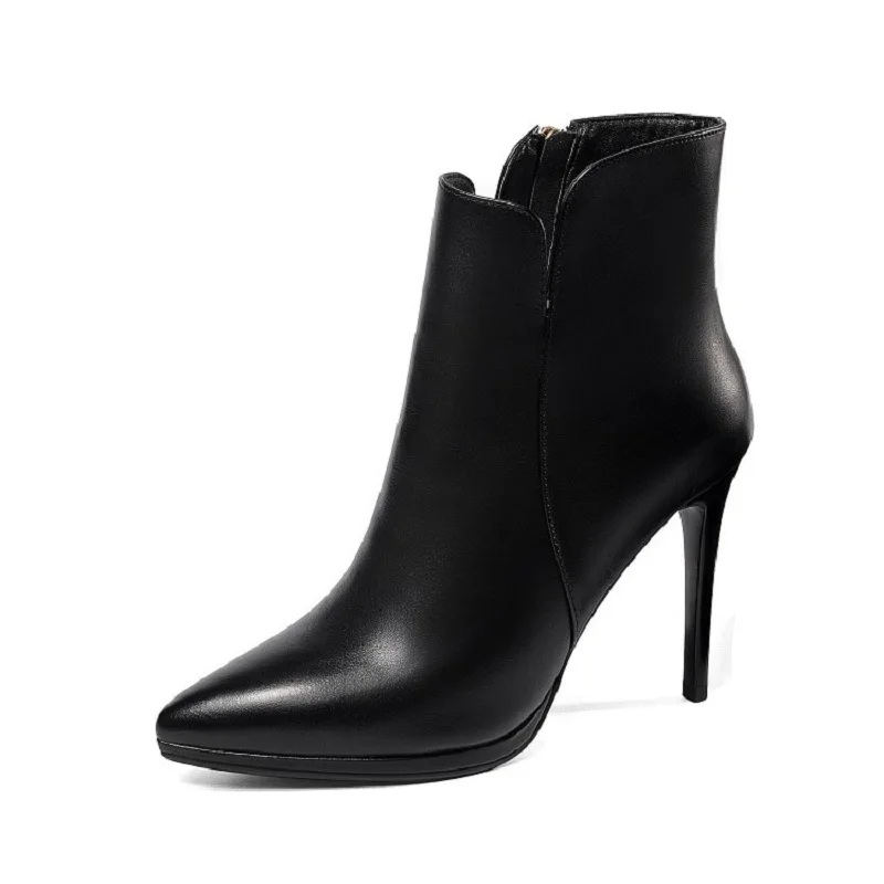 

2018 autumn and winter new booties pointed women's shoes with high heel women's booties black ljj 0331