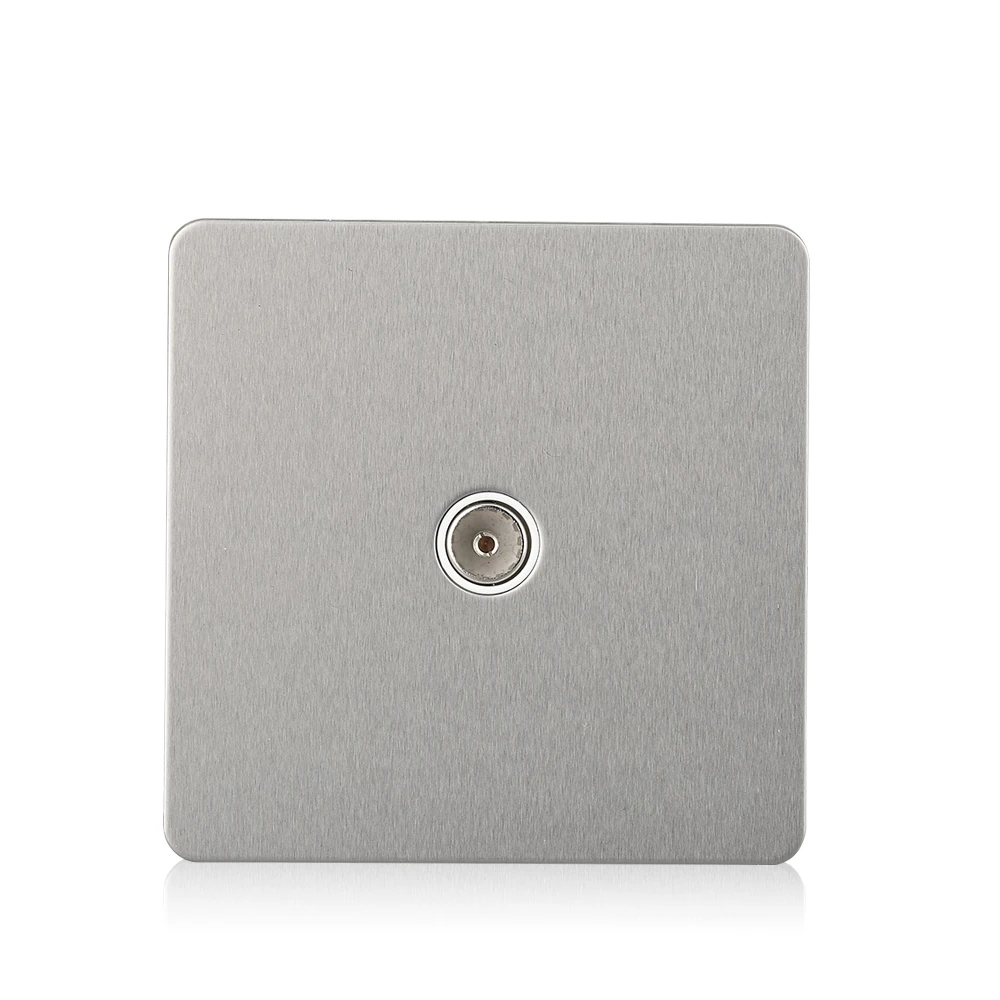 

Cognag Single TV Luxury Wall Socket Power Outlet Stainless Steel Brushed Silver Panel Electrical Plug Soquete