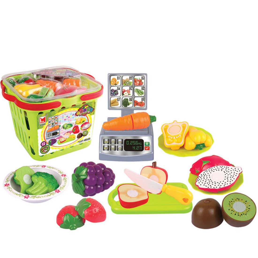 15 шт Имитация кухни ролевые и игровые овощные Фрукты режущие игрушки с корзиной для хранения-цвет случайный