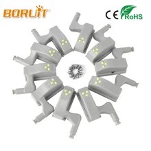 BORUIT, универсальный кухонный, для спальни, для гостиной, для шкафа, для шкафа, шарнир, светодиодный, Ночной светильник, белая, теплая система, 10 шт./лот